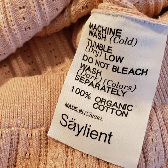 Saylient Organic Cotton Short Sleeve Sweater Rainbow Neckline Small - Picture 6 of 6